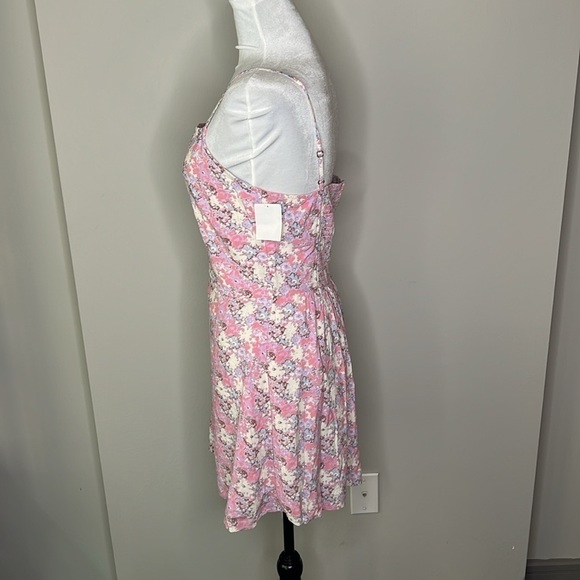 Abound Square Neck Printed Mini Dress in Pink Fade to Flower Haze Size Medium - Picture 4 of 7